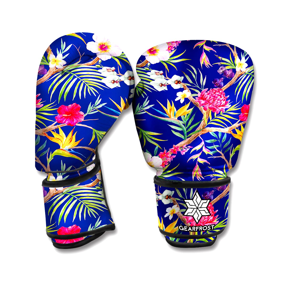 Watercolor Tropical Flower Pattern Print Boxing Gloves