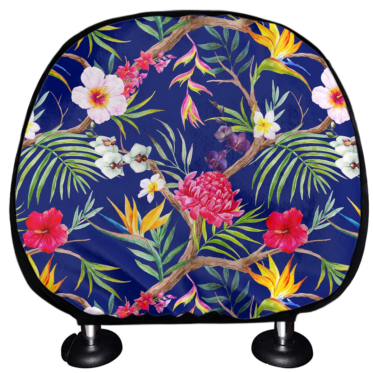 Watercolor Tropical Flower Pattern Print Car Headrest Covers