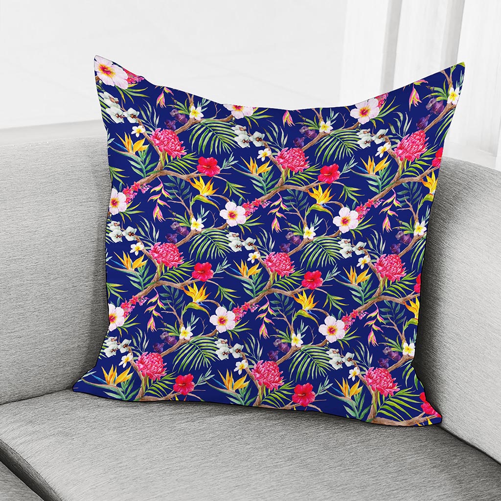 Watercolor Tropical Flower Pattern Print Pillow Cover
