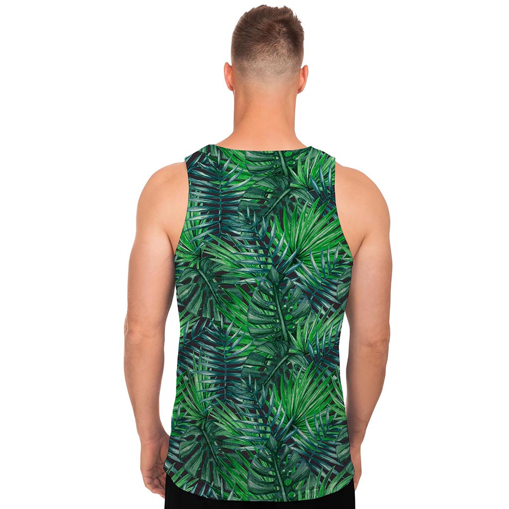 Watercolor Tropical Leaves Pattern Print Men's Tank Top