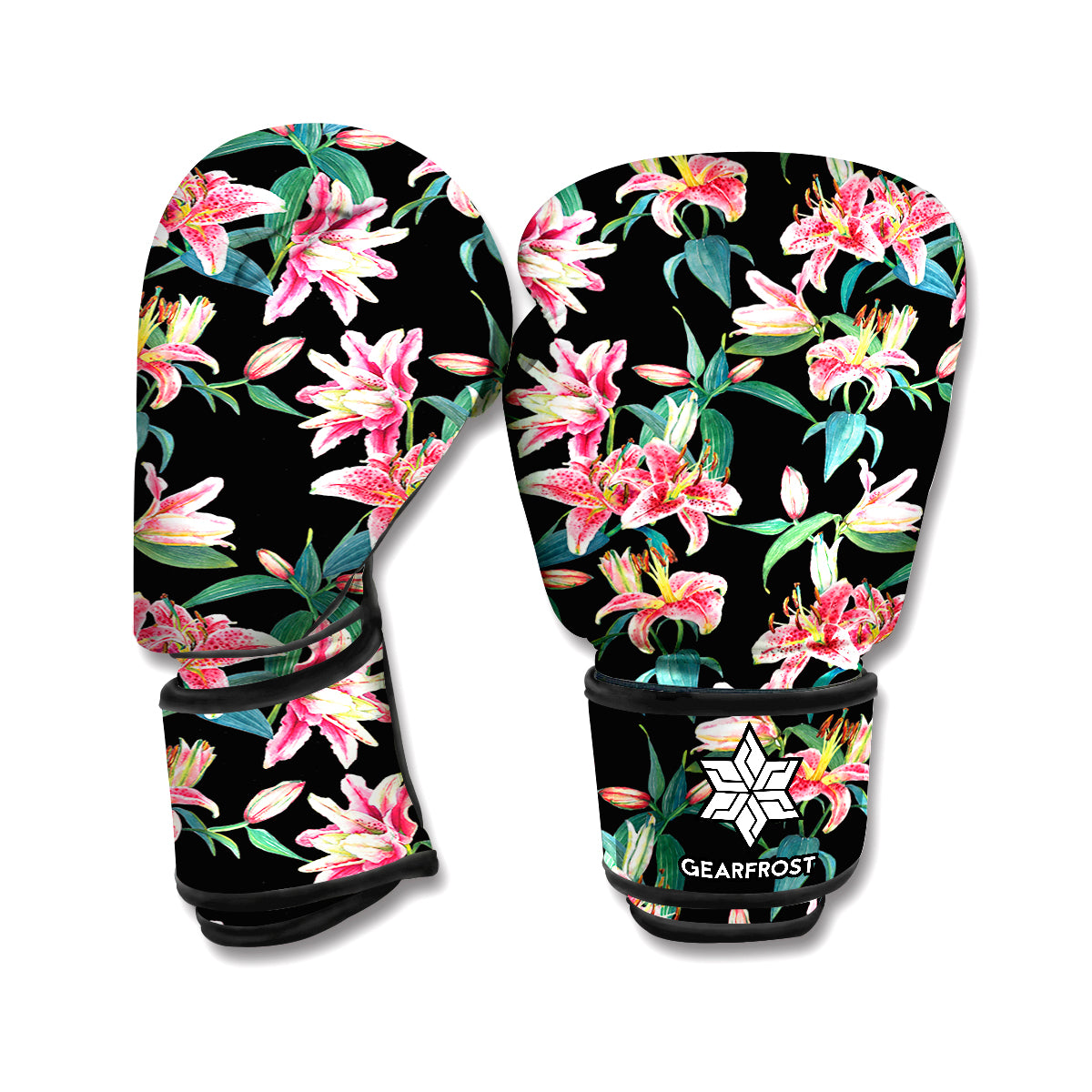 Watercolor Tropical Lily Pattern Print Boxing Gloves