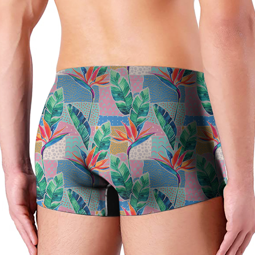 Watercolor Tropical Patchwork Print Men's Boxer Briefs