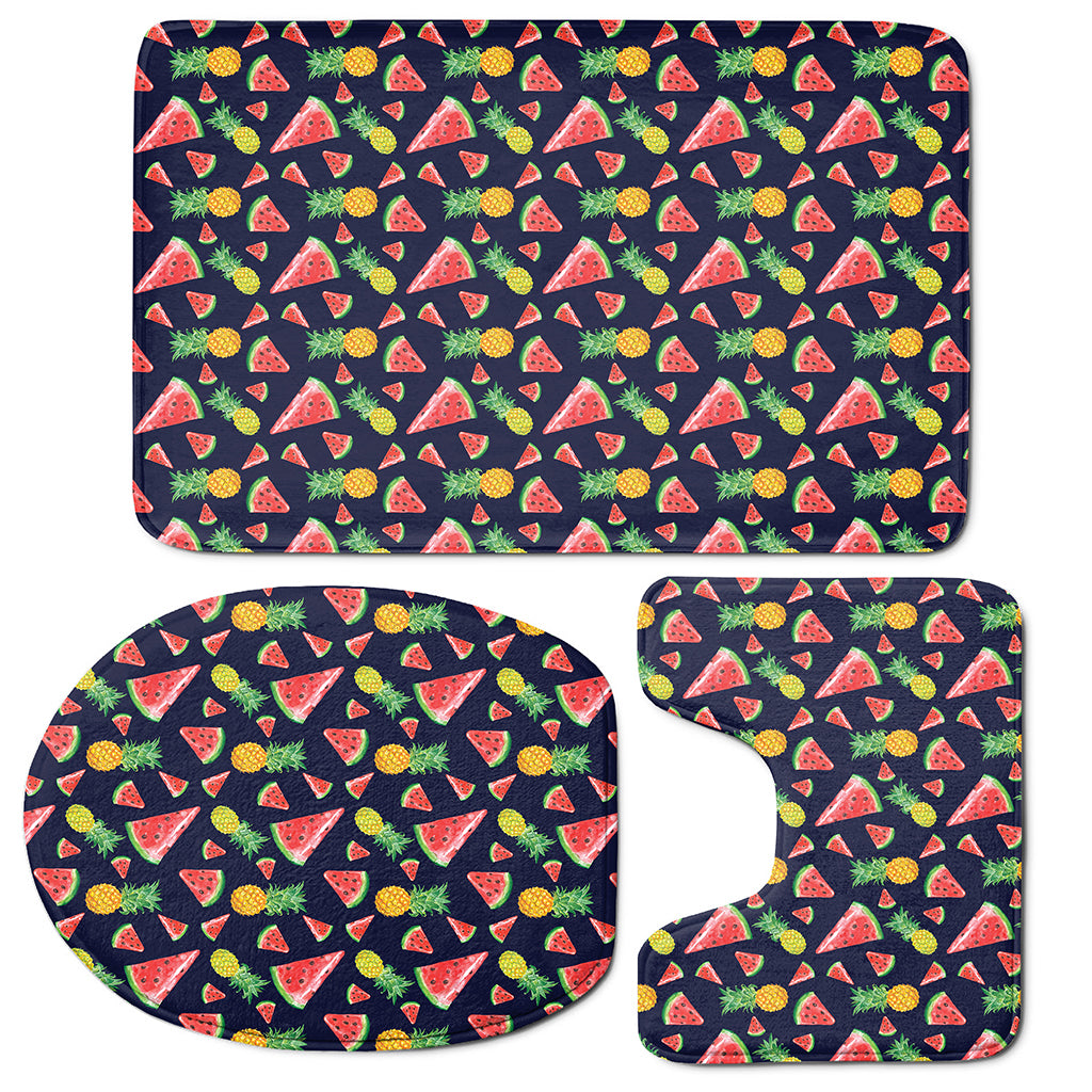 Watercolor Tropical Pattern Print 3 Piece Bath Mat Set