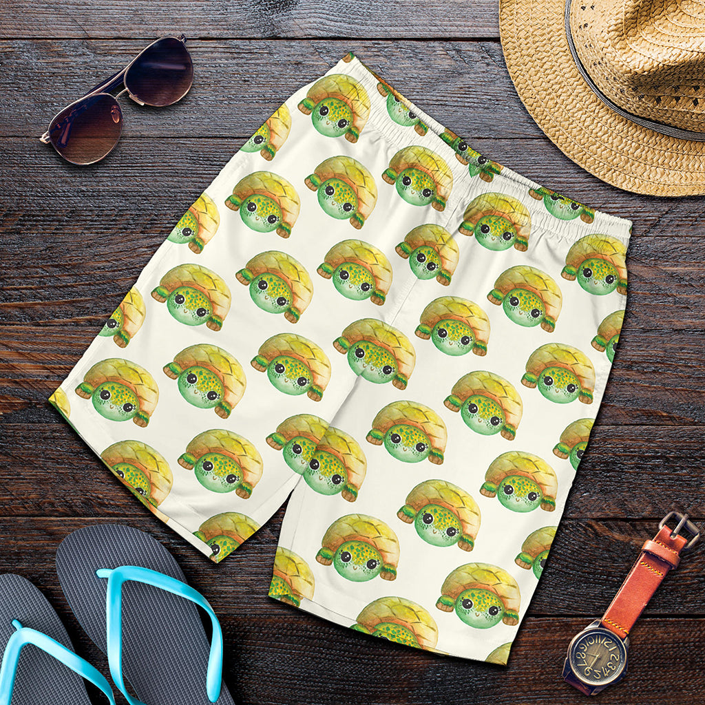 Watercolor Turtle Pattern Print Men's Shorts