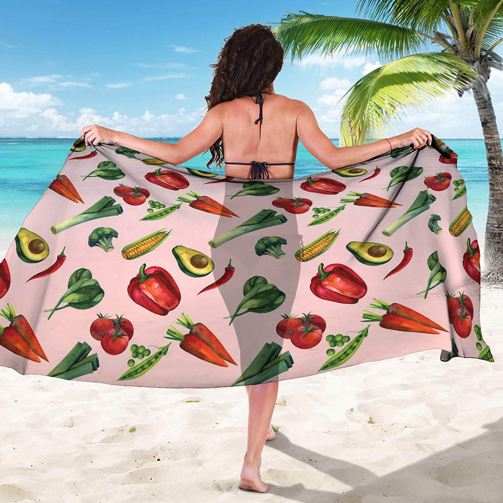 Watercolor Vegan Pattern Print Beach Sarong Wrap