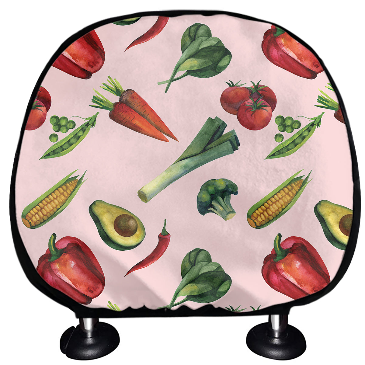 Watercolor Vegan Pattern Print Car Headrest Covers