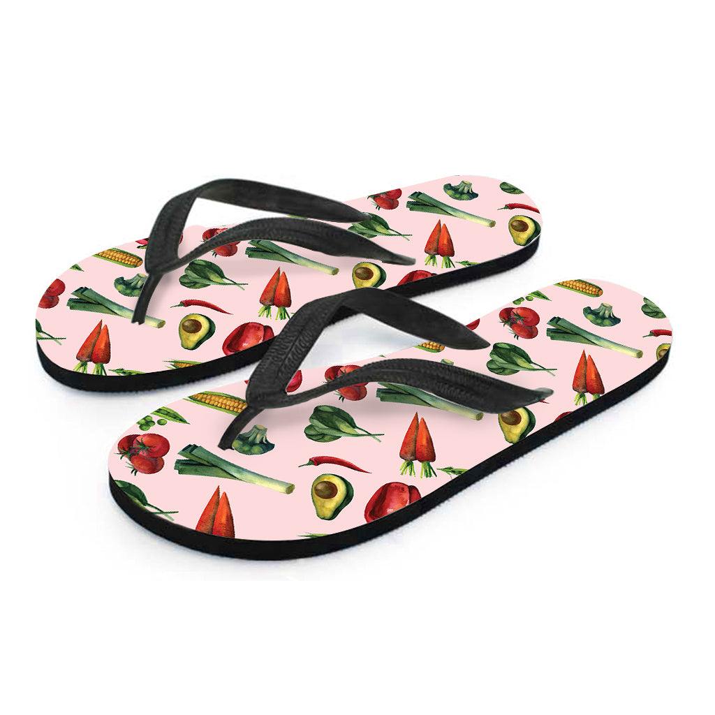 Watercolor Vegan Pattern Print Flip Flops