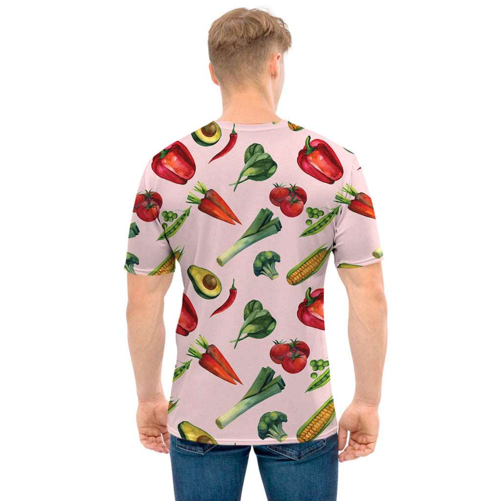 Watercolor Vegan Pattern Print Men's T-Shirt