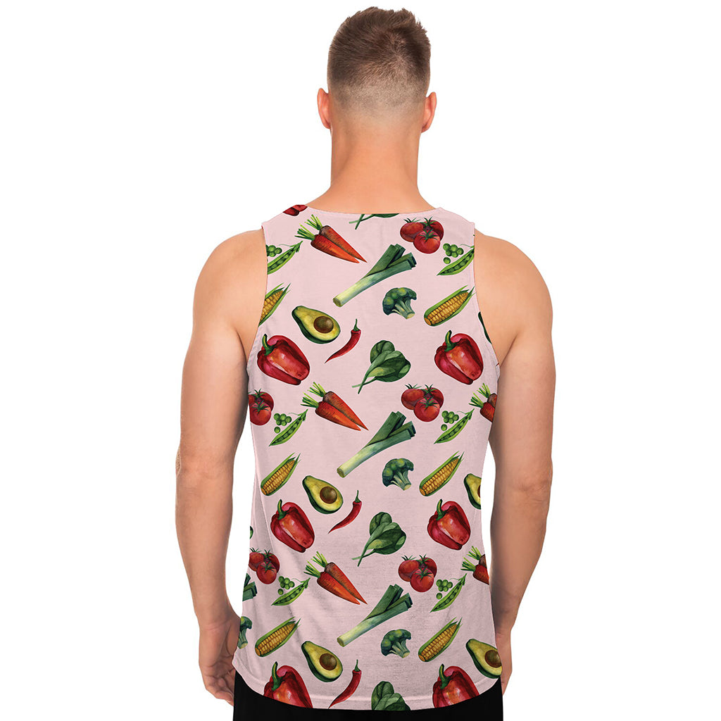 Watercolor Vegan Pattern Print Men's Tank Top