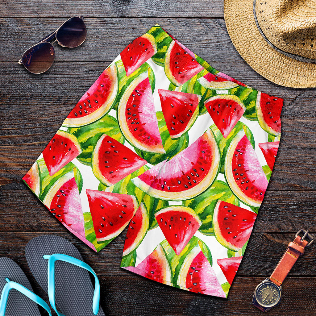 Watercolor Watermelon Pattern Print Men's Shorts
