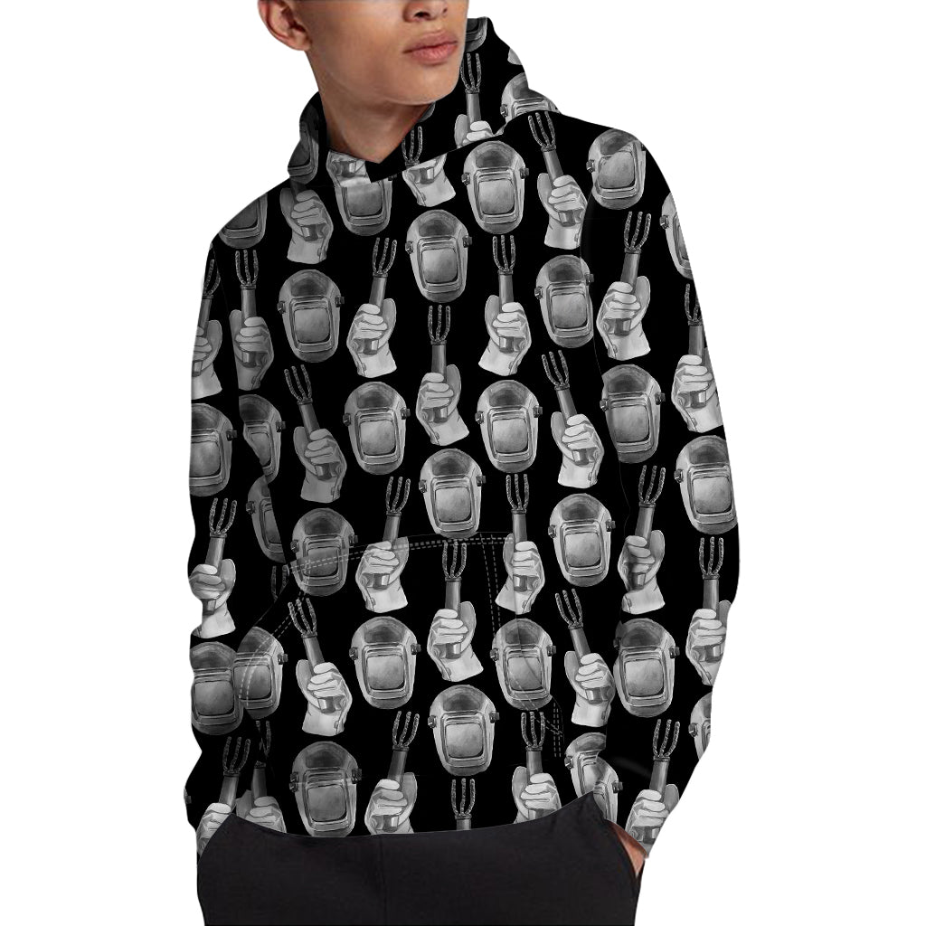 Watercolor Welder Pattern Print Pullover Hoodie