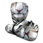 Watercolor White Bengal Tiger Print Boxing Gloves