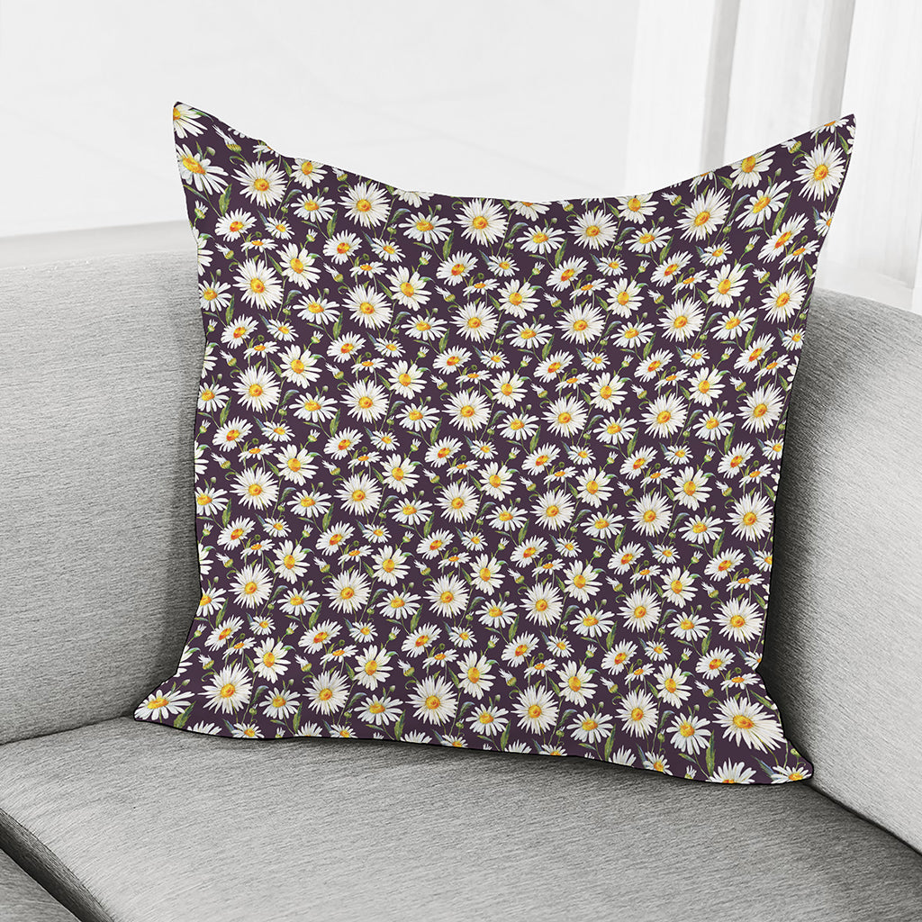 Watercolor White Daisy Pattern Print Pillow Cover