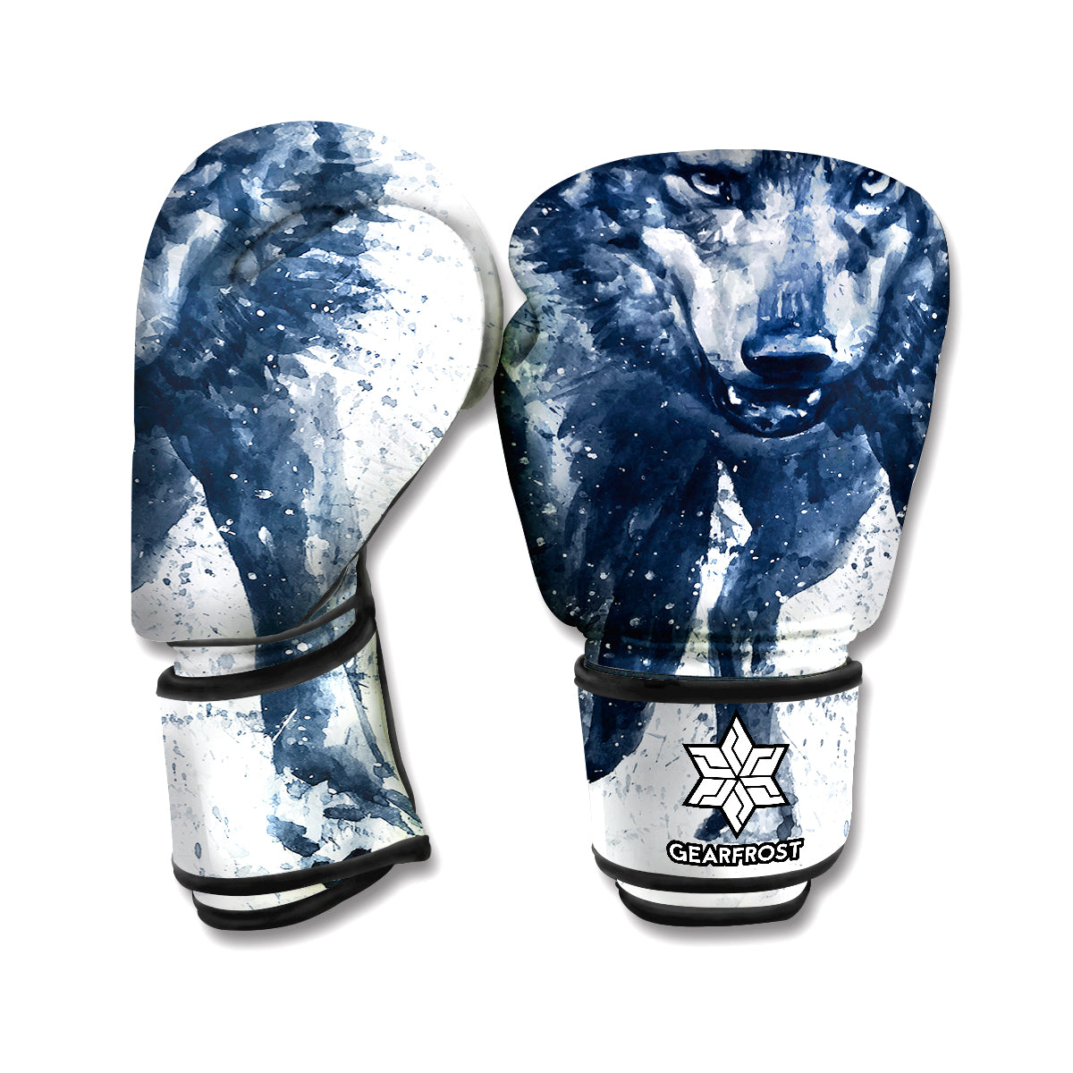 Watercolor Wolf Portrait Print Boxing Gloves