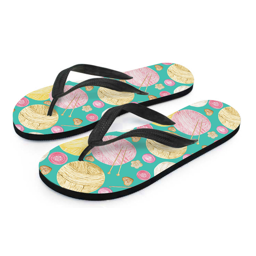 Watercolor Yarn Pattern Print Flip Flops