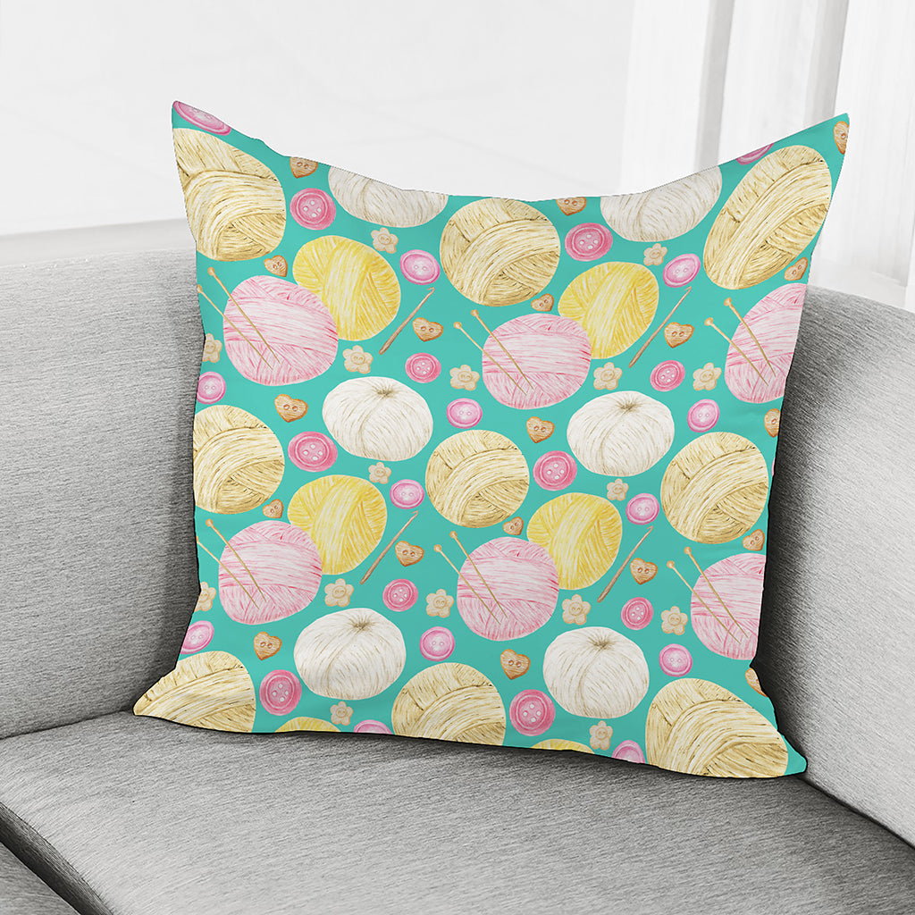 Watercolor Yarn Pattern Print Pillow Cover