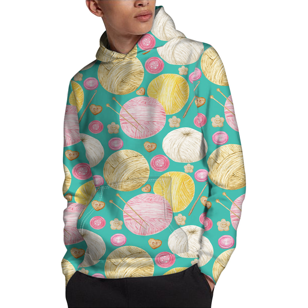 Watercolor Yarn Pattern Print Pullover Hoodie