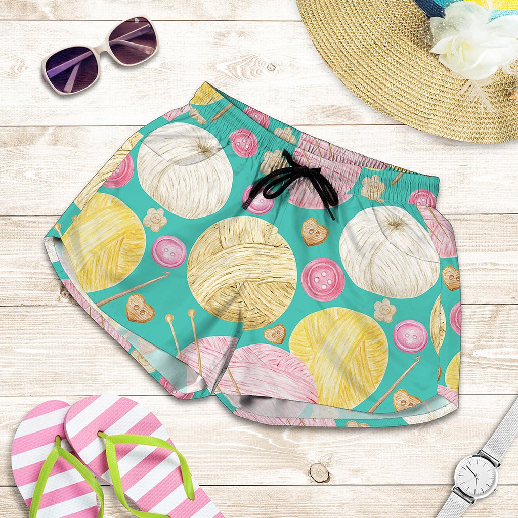 Watercolor Yarn Pattern Print Women's Shorts