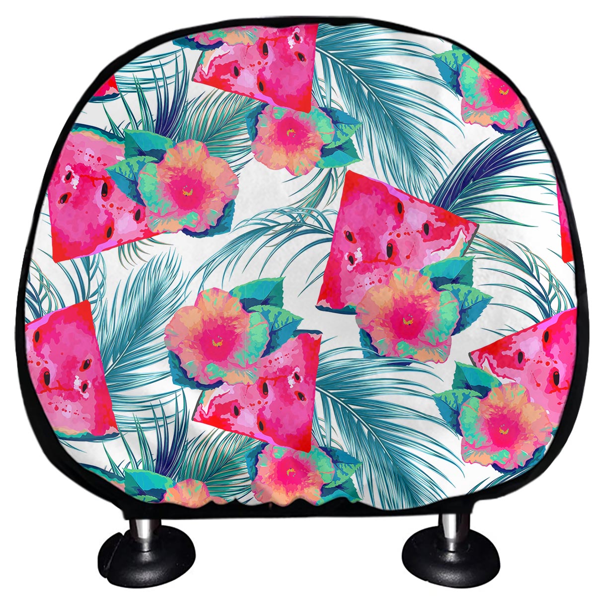 Watermelon Teal Hawaiian Pattern Print Car Headrest Covers