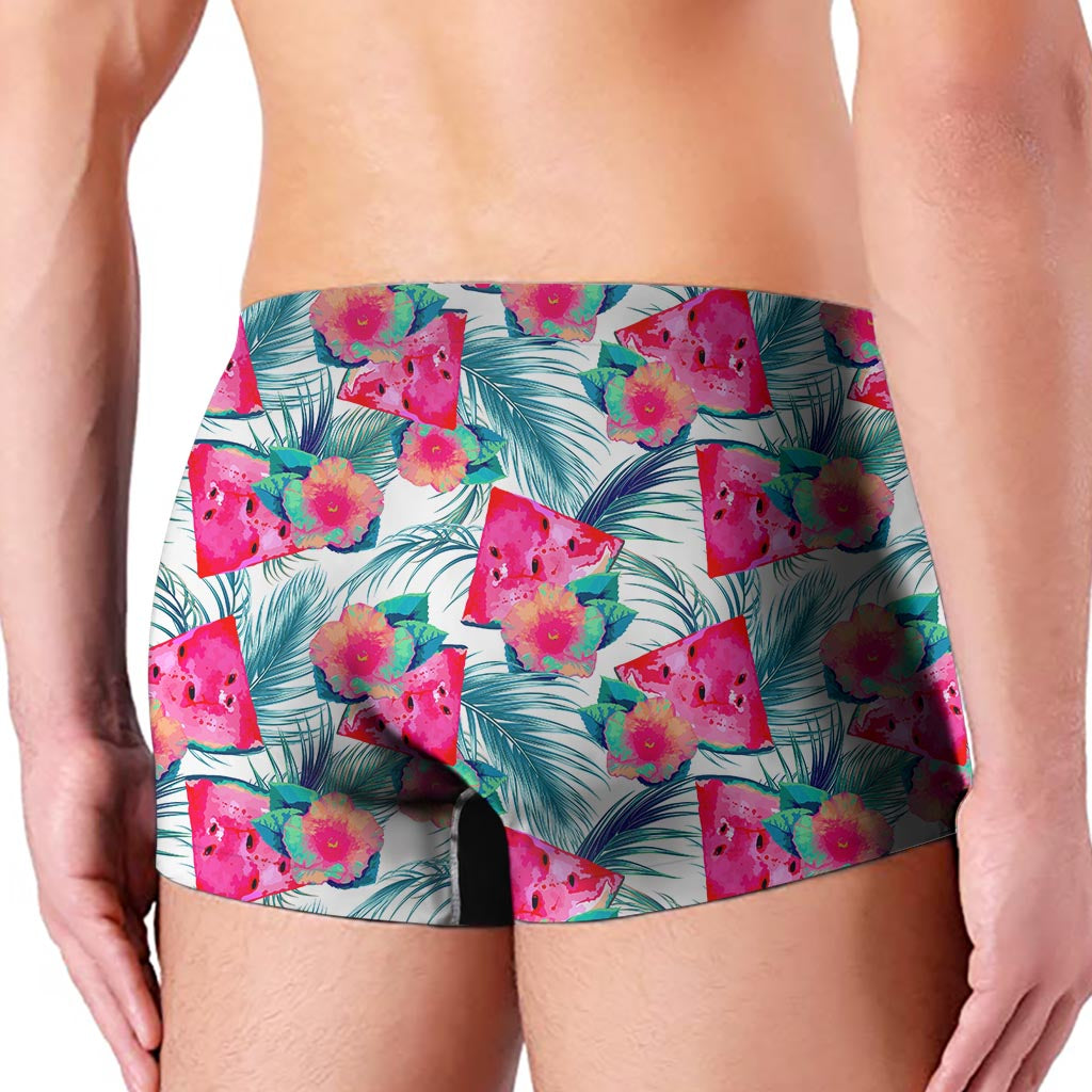 Watermelon Teal Hawaiian Pattern Print Men's Boxer Briefs