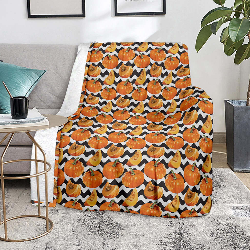 Wave Pumpkin Pattern Print Blanket