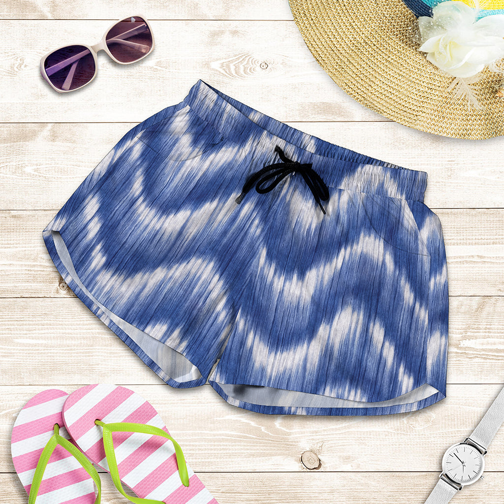 Wavy Shibori Pattern Print Women's Shorts