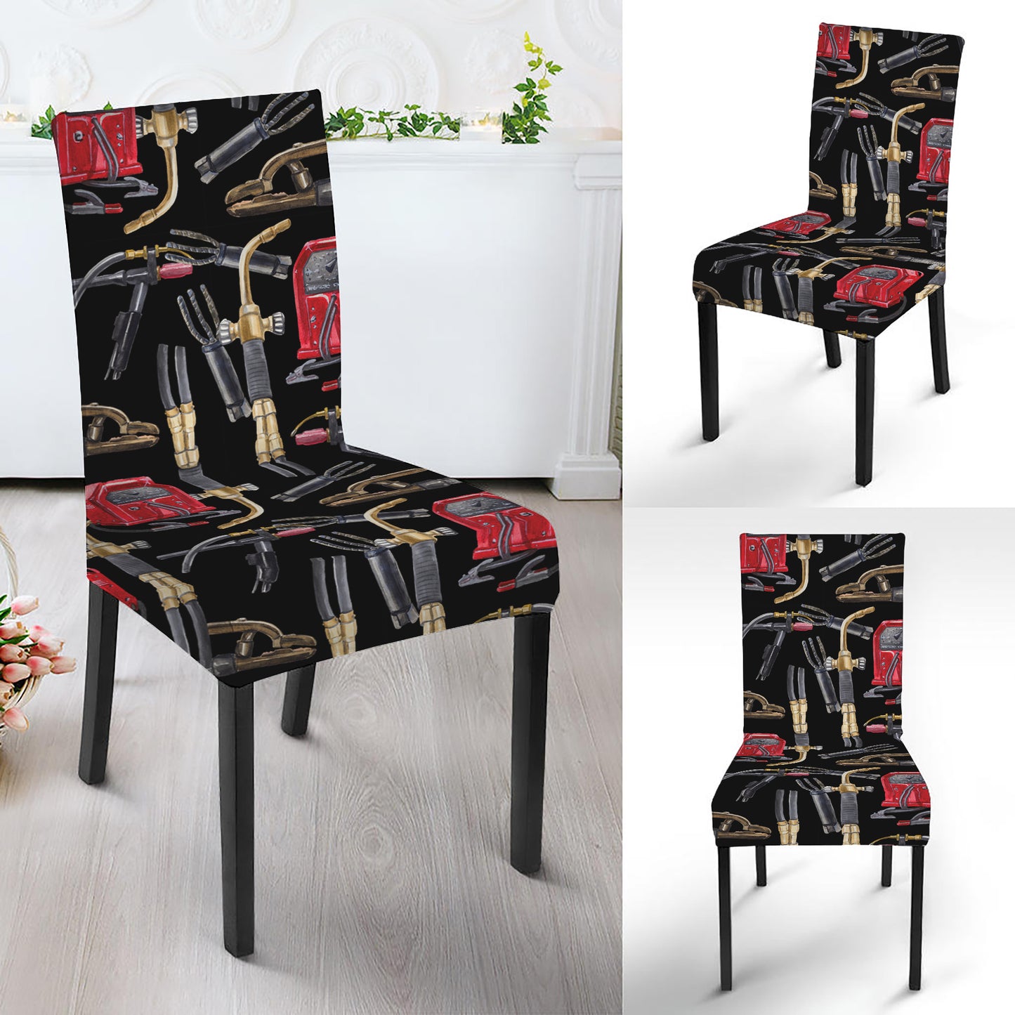 Welding Machine Pattern Print Dining Chair Slipcover