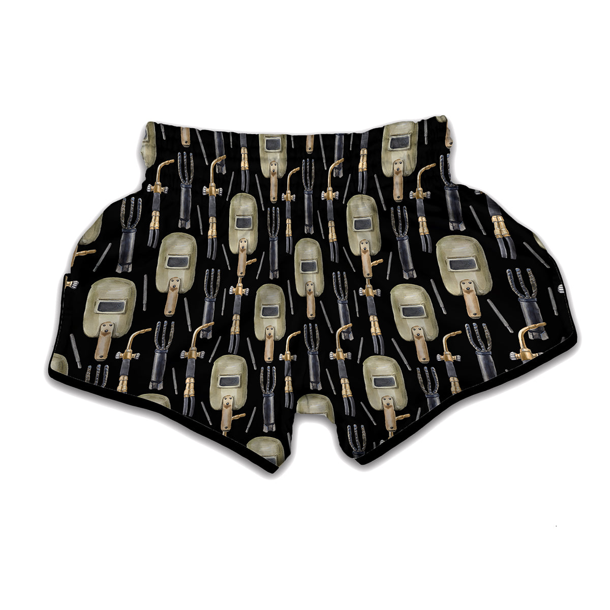 Welding Mask Pattern Print Muay Thai Boxing Shorts