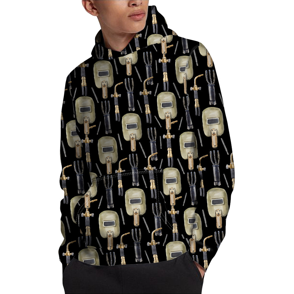 Welding Mask Pattern Print Pullover Hoodie
