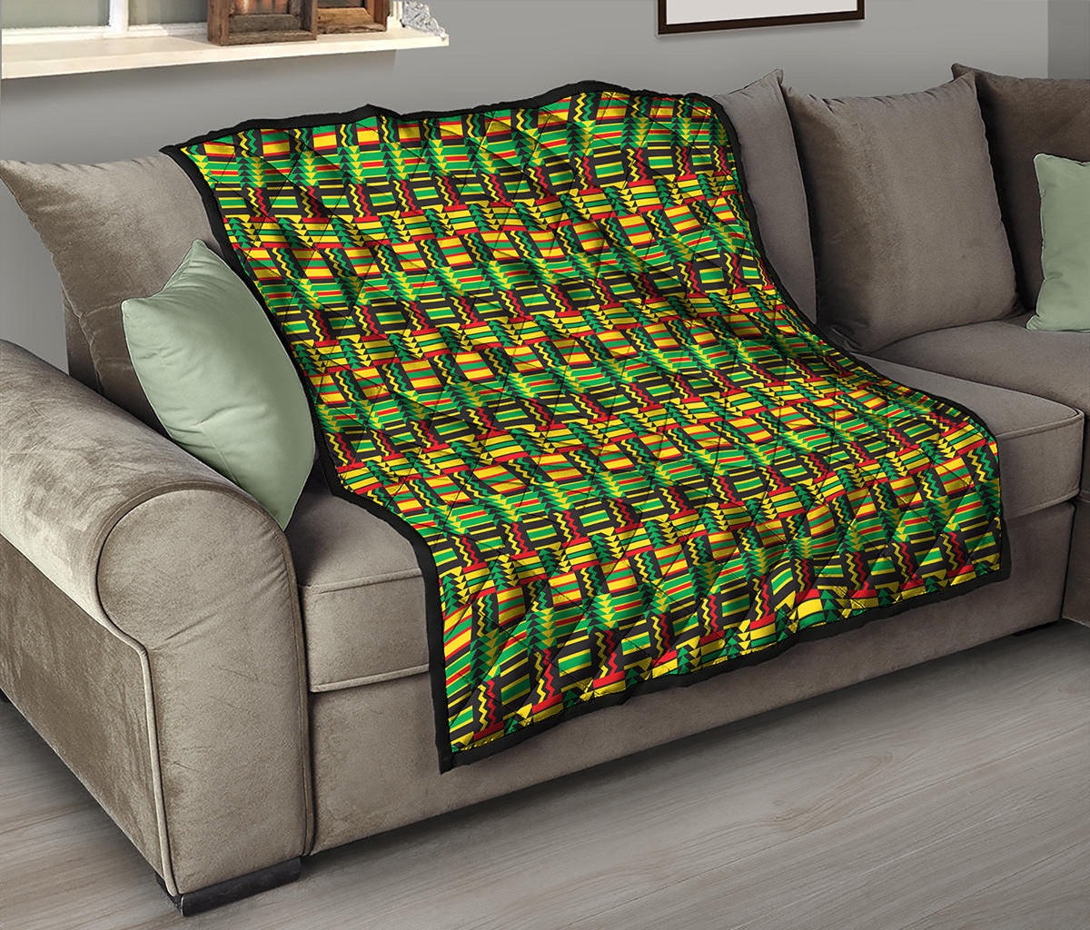 West African Kente Tribal Pattern Print Quilt