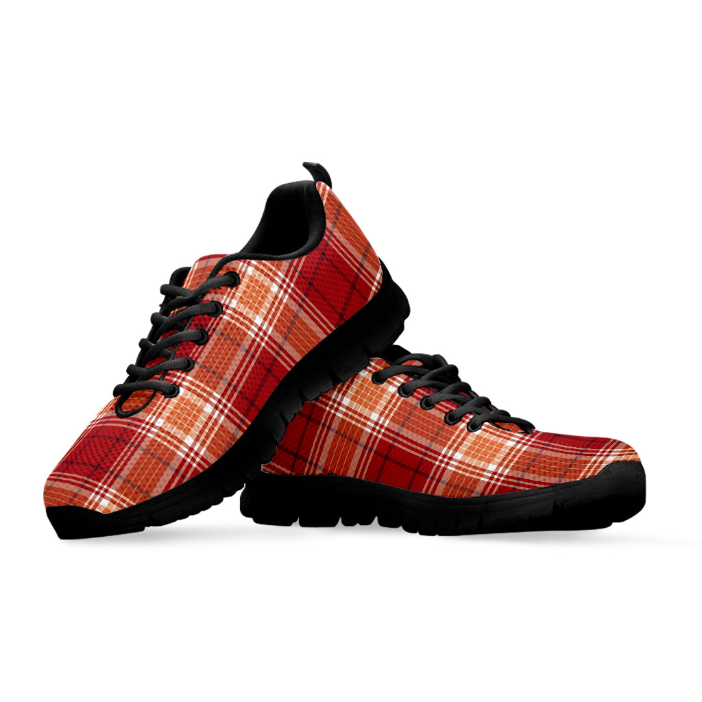Western Tartan Pattern Print Black Sneakers