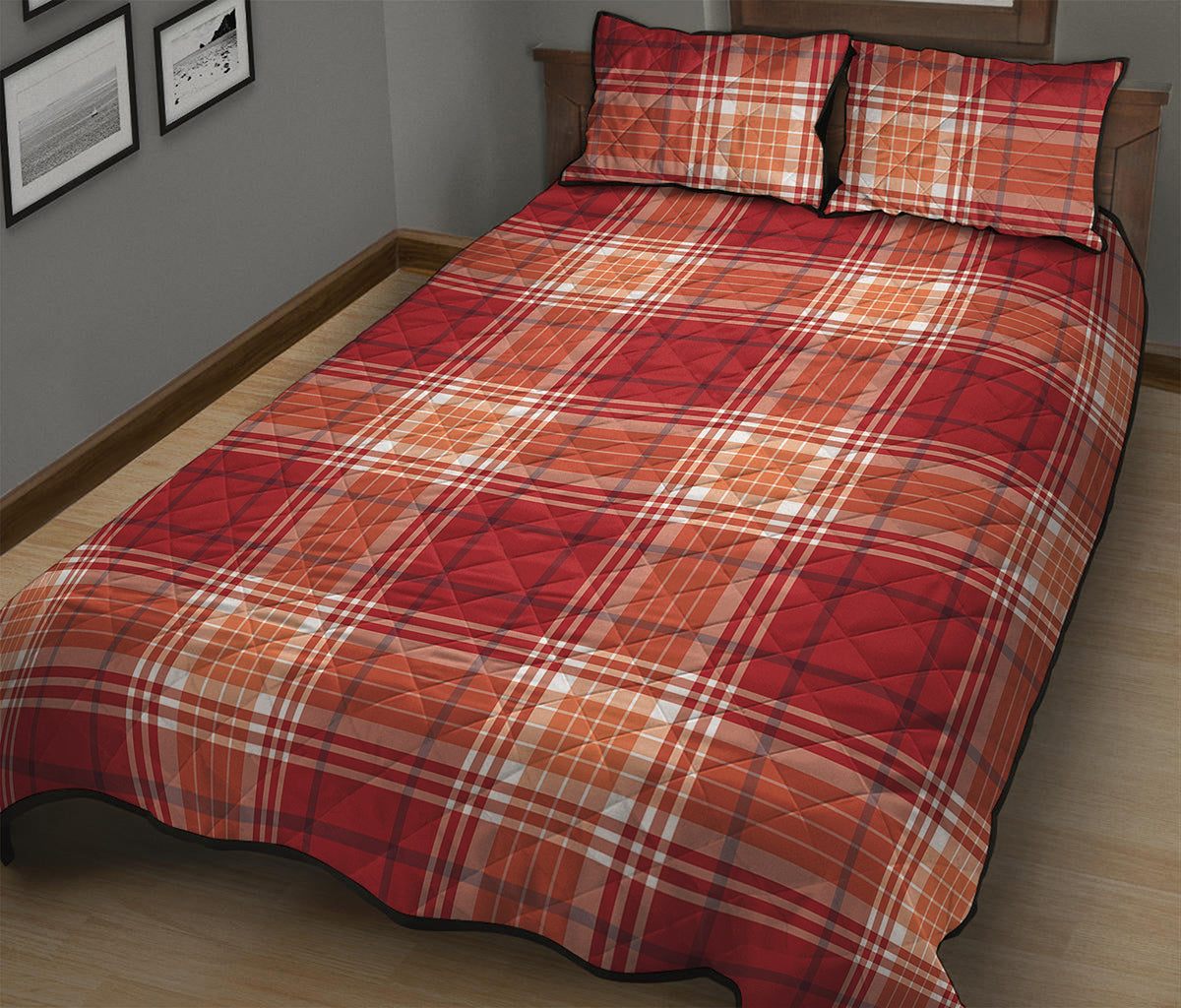 Western Tartan Pattern Print Quilt Bed Set