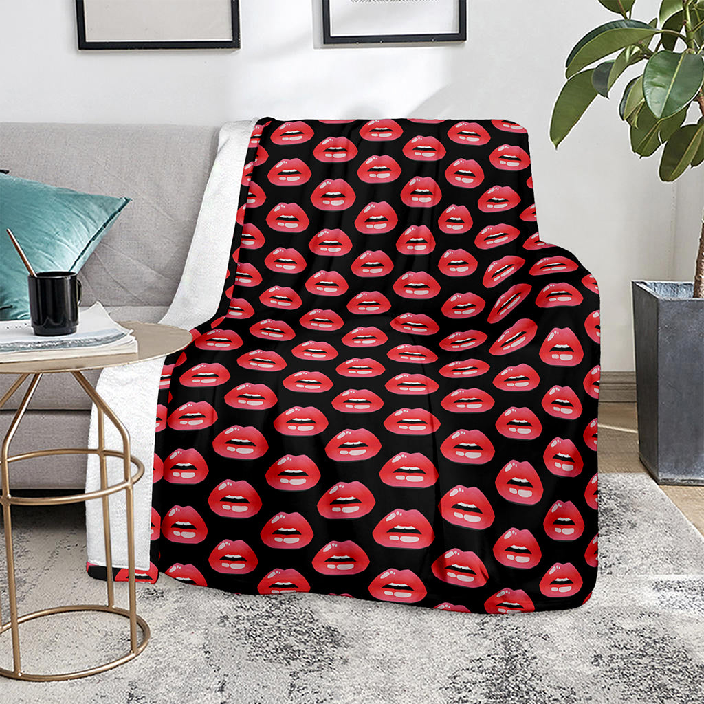 Wet Lips Pattern Print Blanket