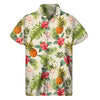 White Aloha Pineapple Pattern Print Men's Short Sleeve Shirt