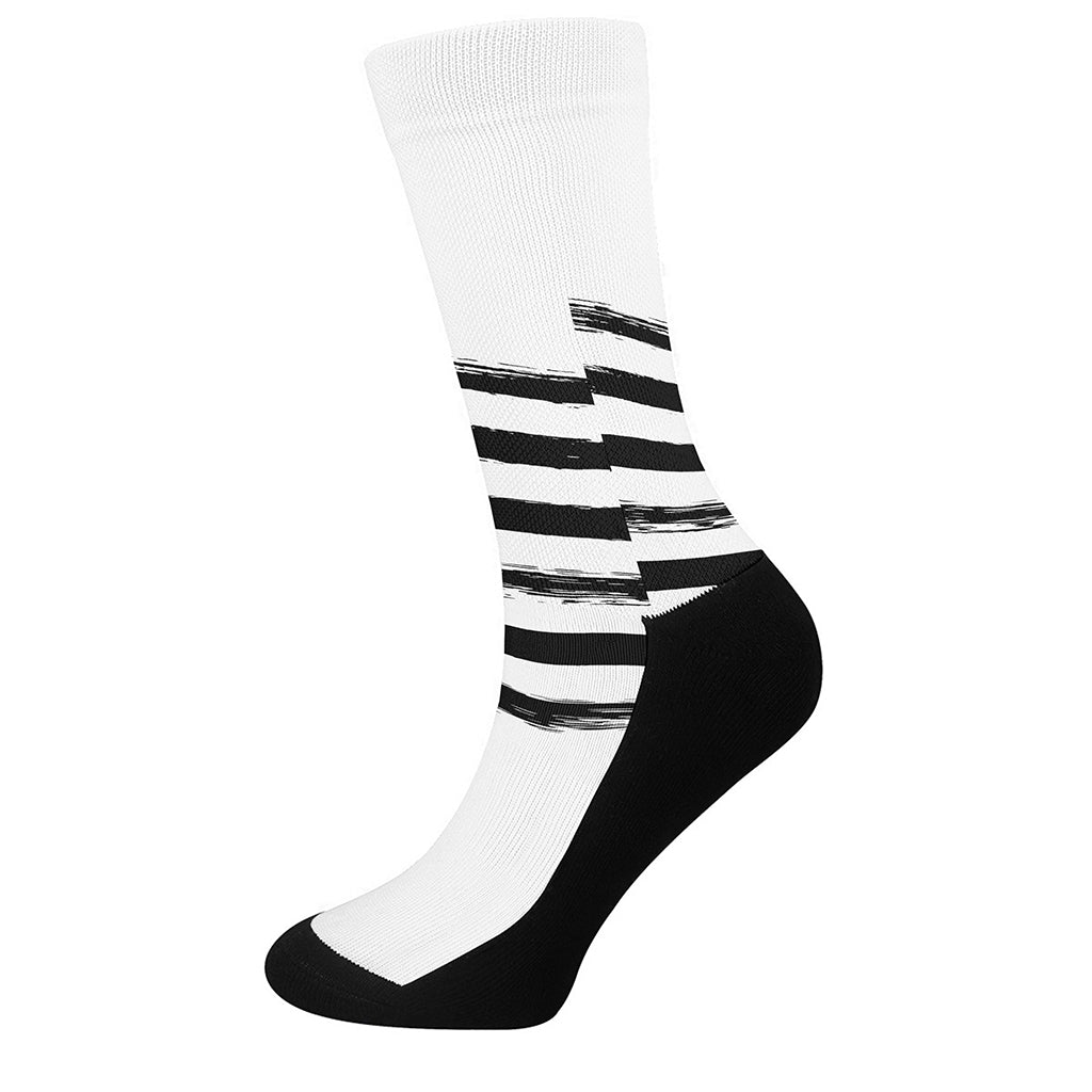 White And Black American Flag Print Crew Socks