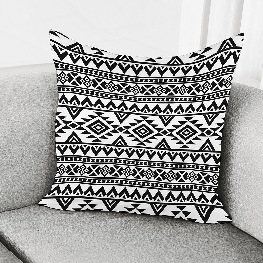 White And Black Aztec Pattern Print Pillow Cover