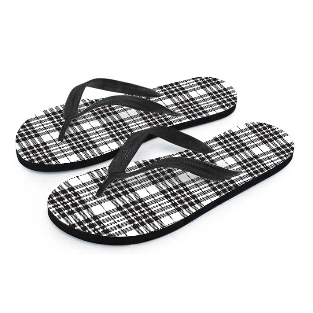 White And Black Border Tartan Print Flip Flops