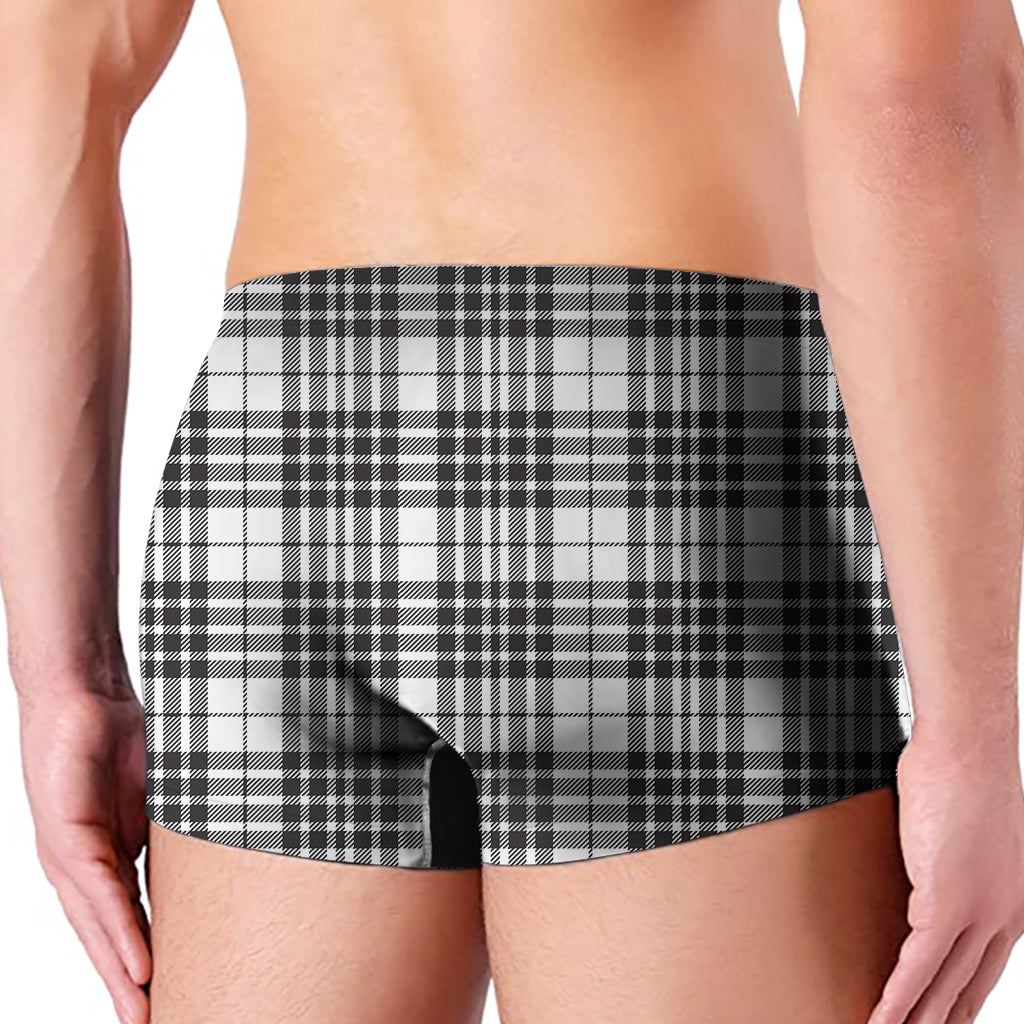 White And Black Border Tartan Print Men's Boxer Briefs