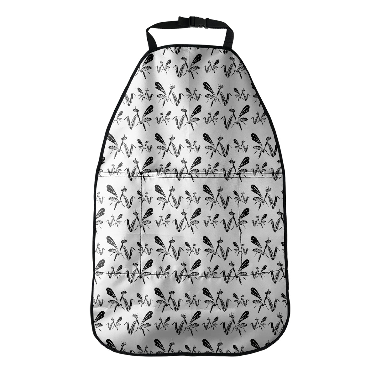 White And Black Mantis Pattern Print Car Seat Organizers