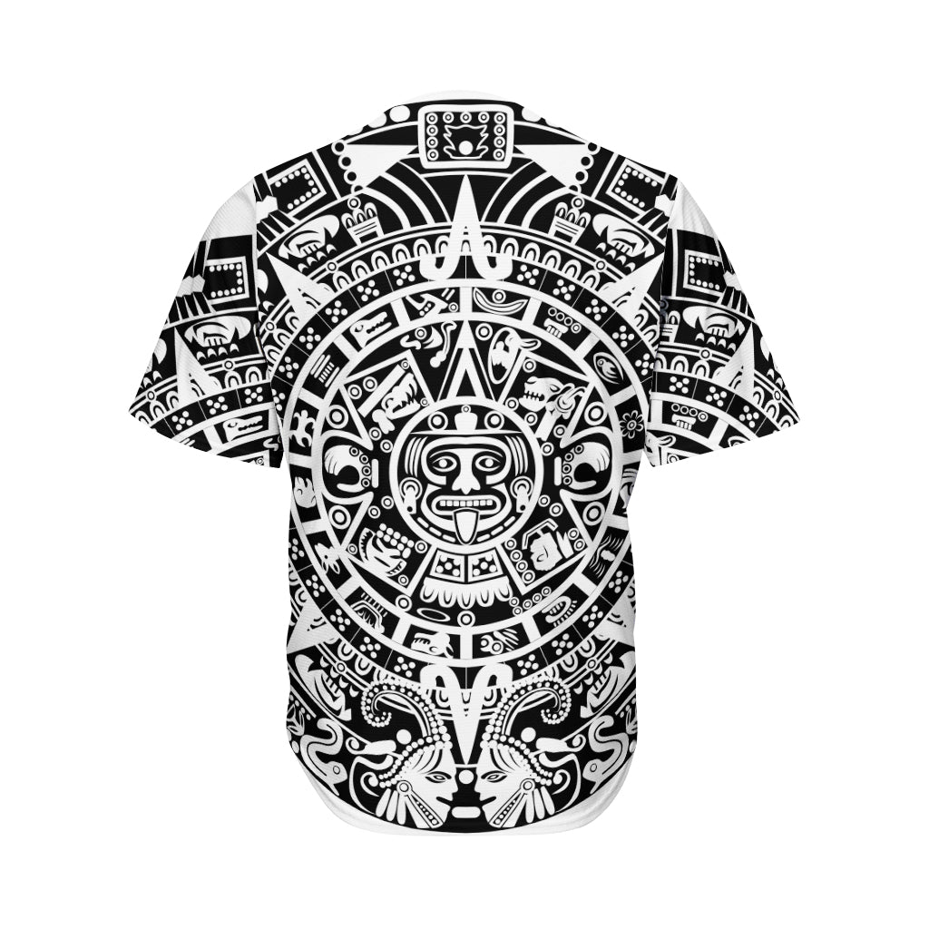 White And Black Maya Calendar Print Men's Baseball Jersey