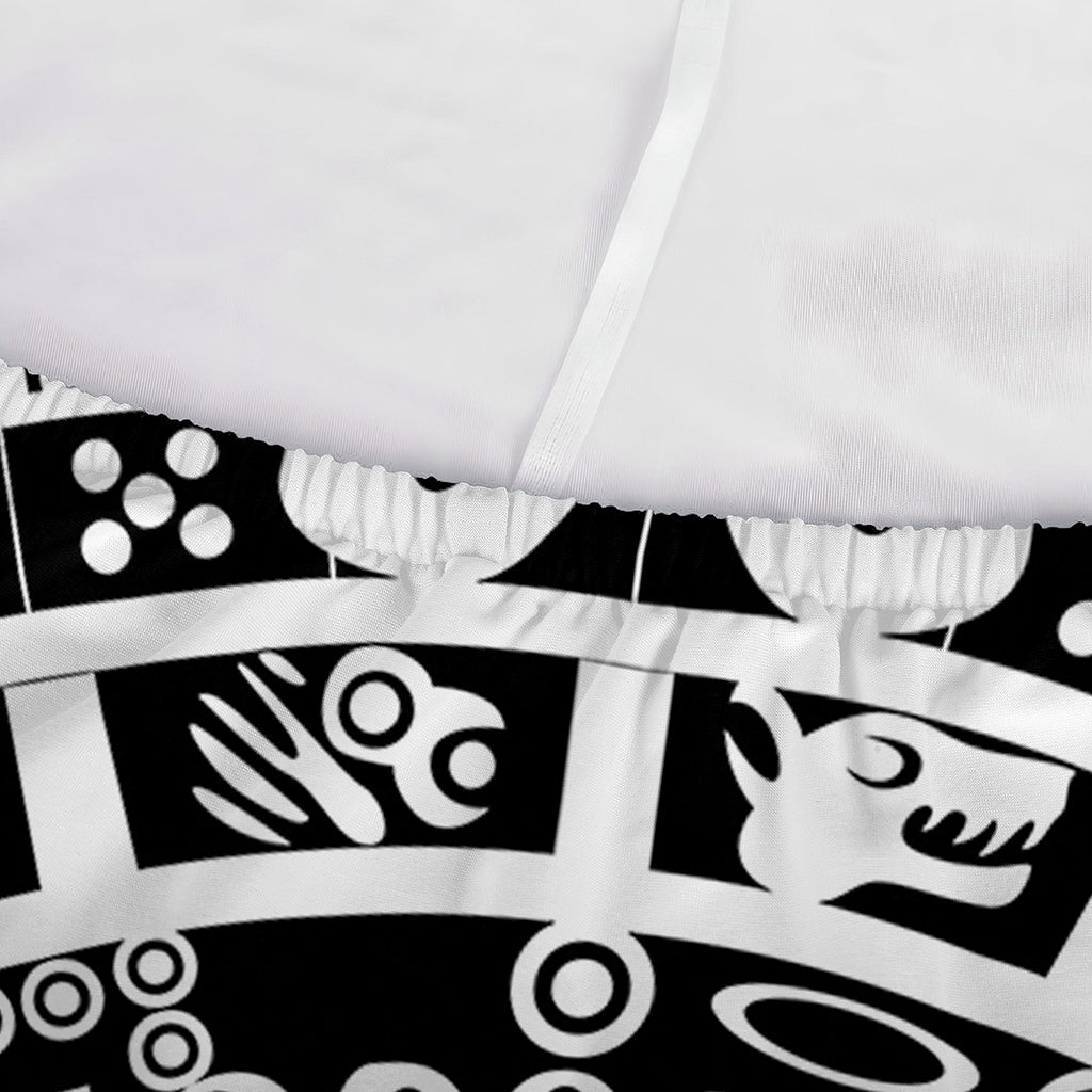 White And Black Maya Calendar Print Sofa Cover