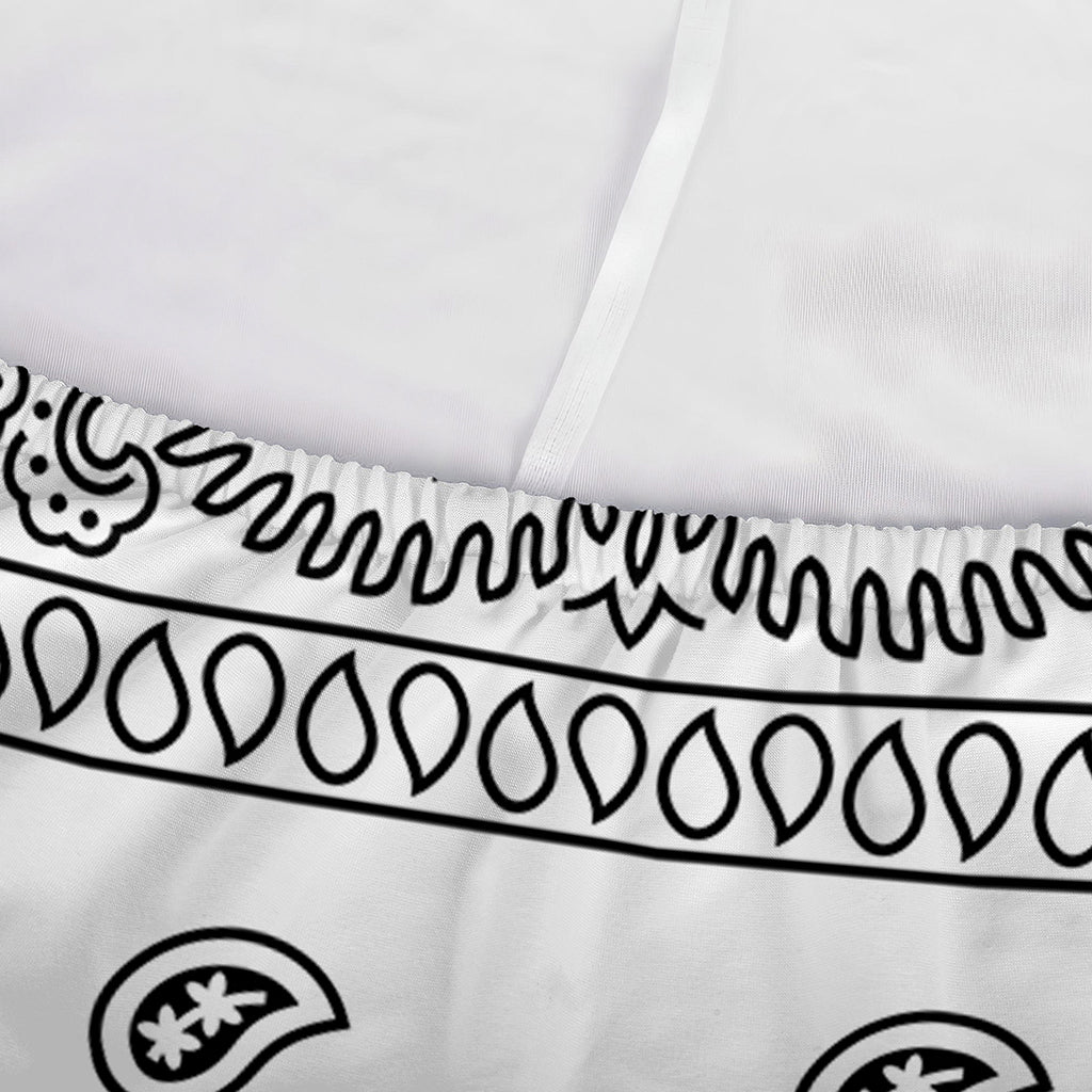 White And Black Paisley Bandana Print Sofa Cover