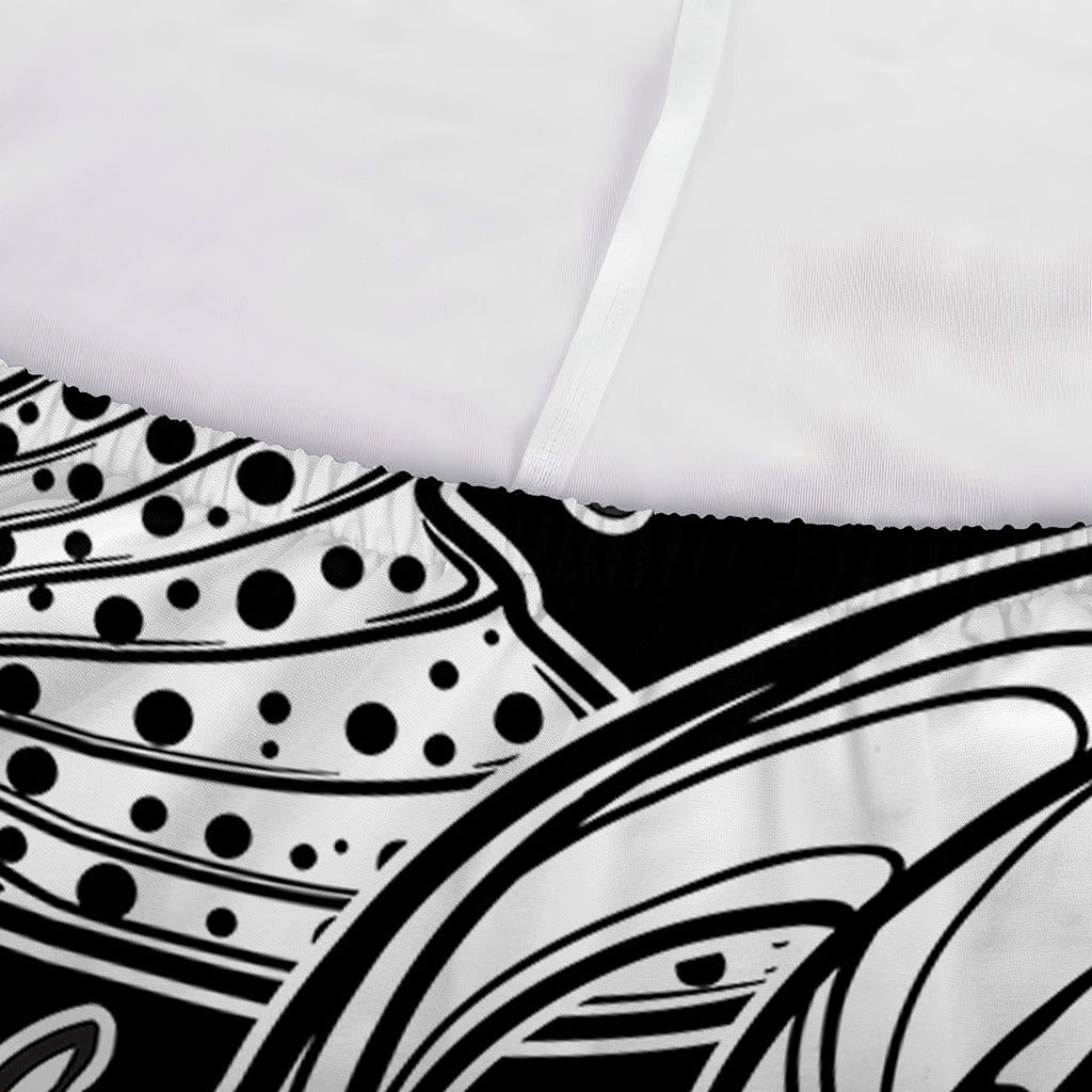 White And Black Pisces Sign Print Sofa Cover