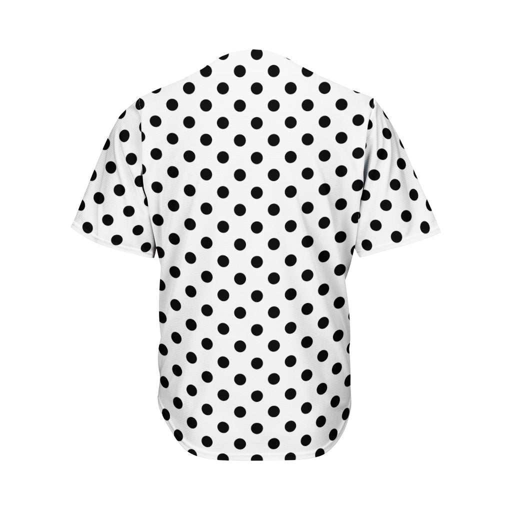 White And Black Polka Dot Pattern Print Men's Baseball Jersey