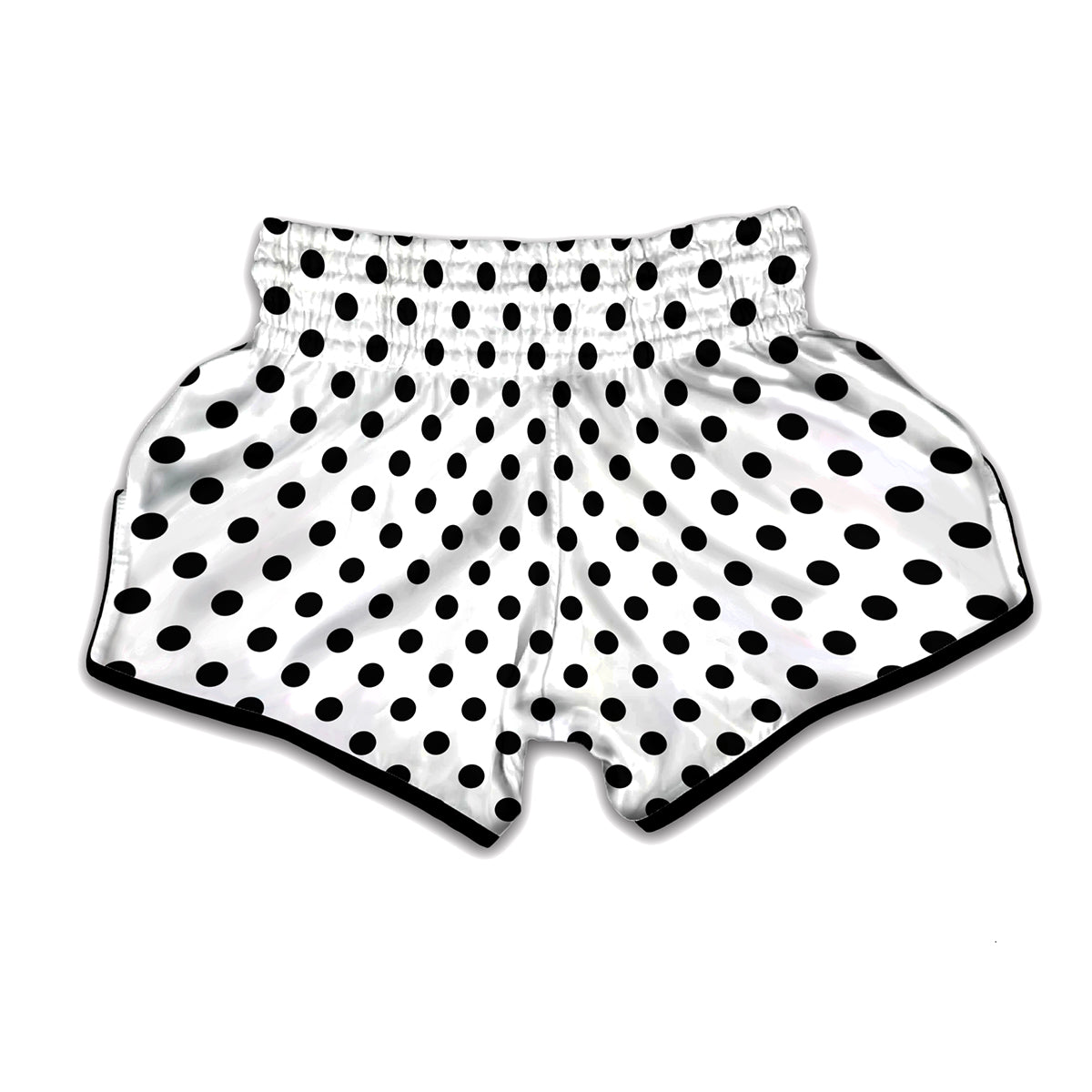 White And Black Polka Dot Pattern Print Muay Thai Boxing Shorts