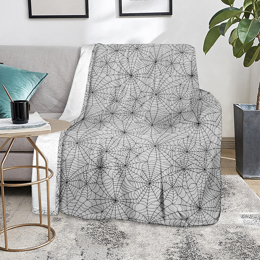 White And Black Spider Web Pattern Print Blanket