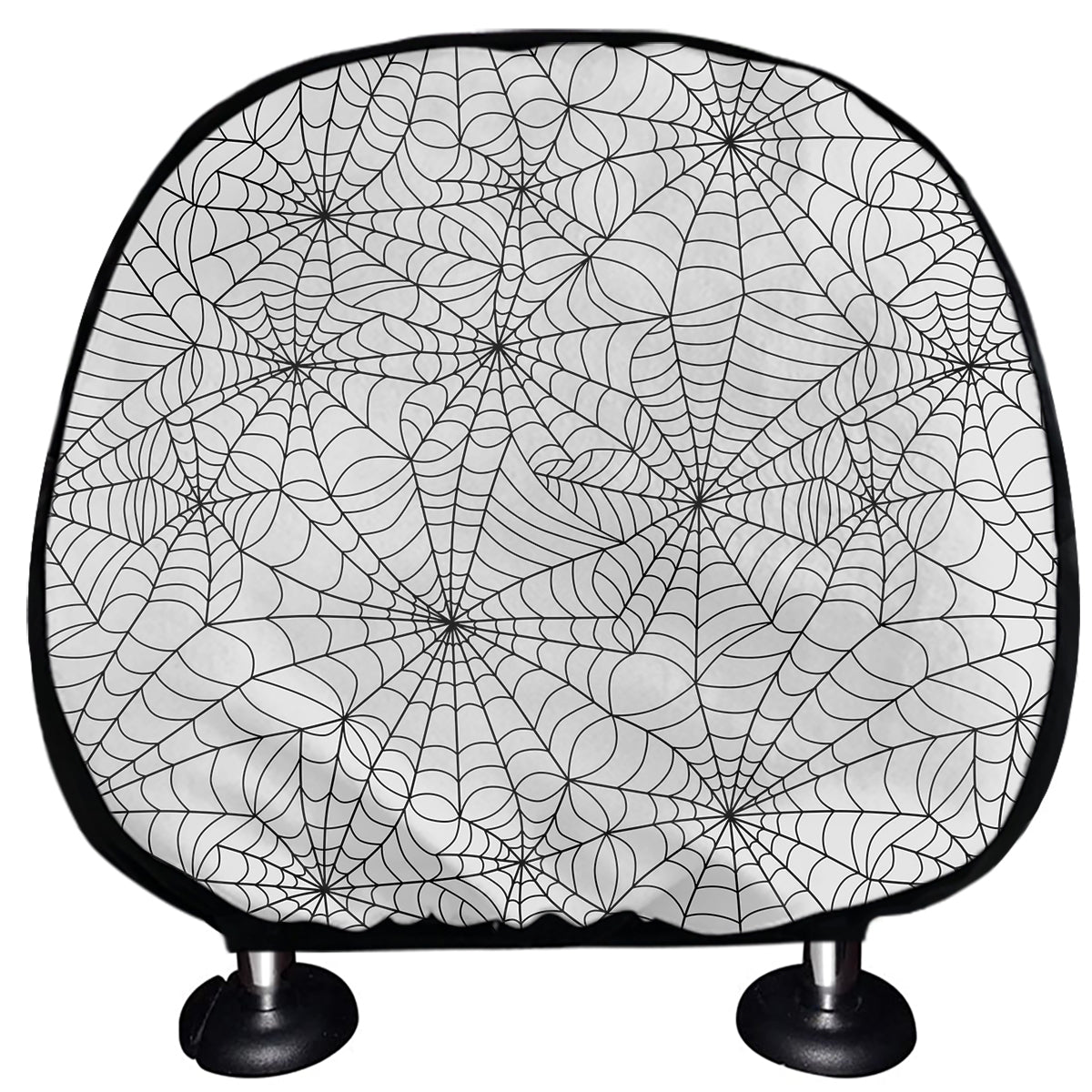 White And Black Spider Web Pattern Print Car Headrest Covers