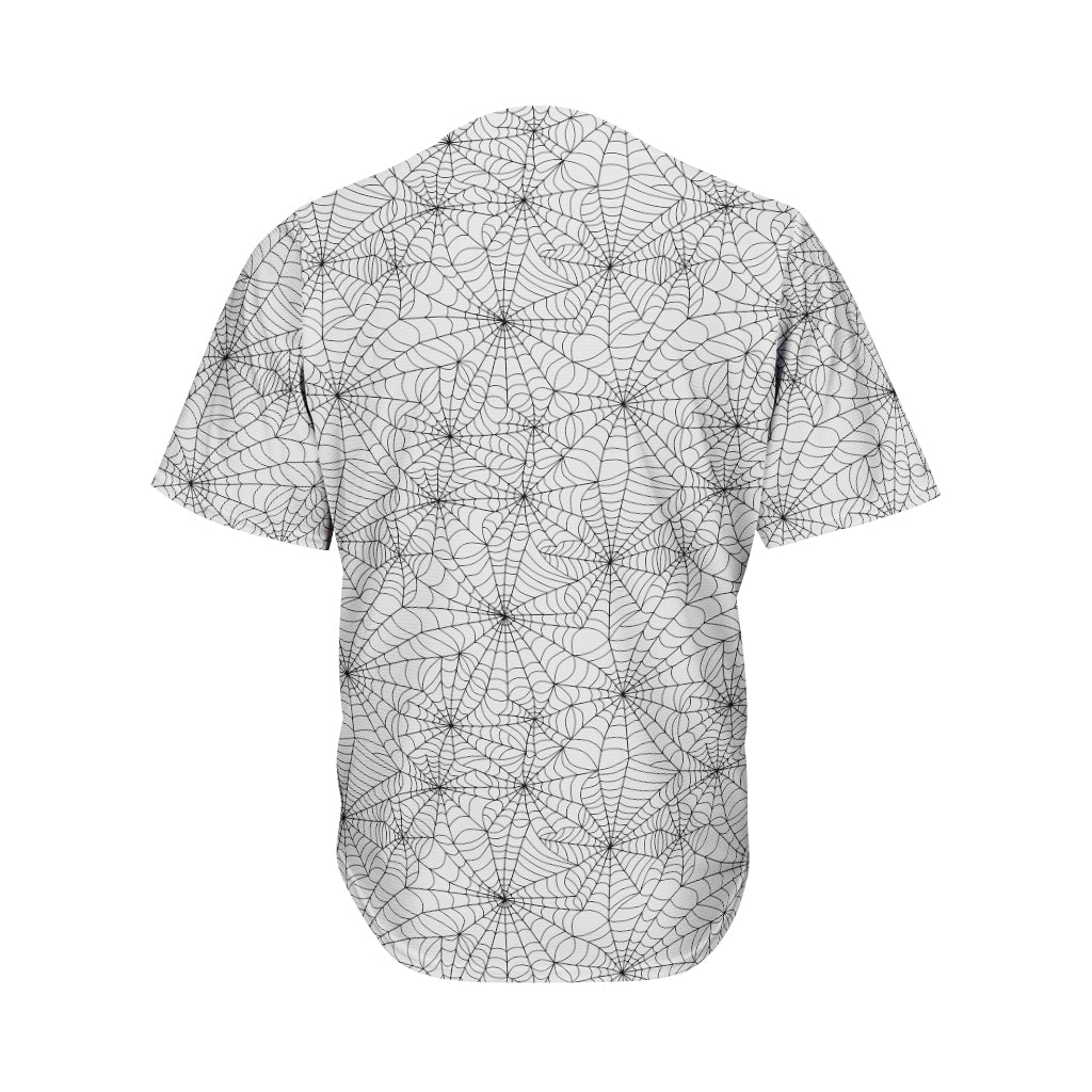 White And Black Spider Web Pattern Print Men's Baseball Jersey