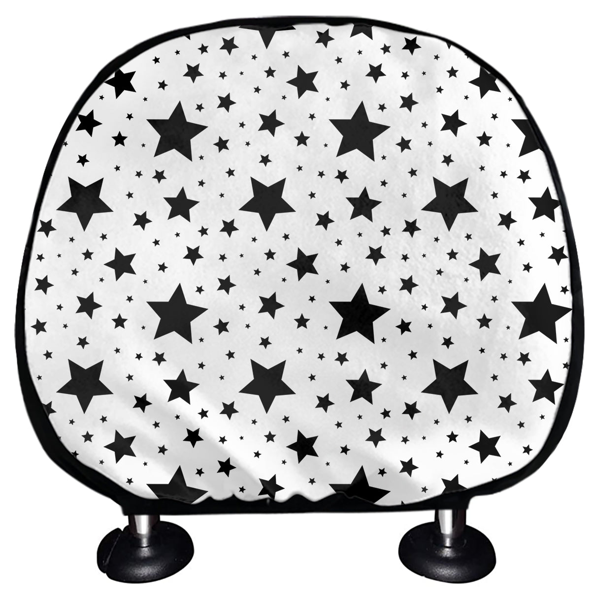 White And Black Star Pattern Print Car Headrest Covers