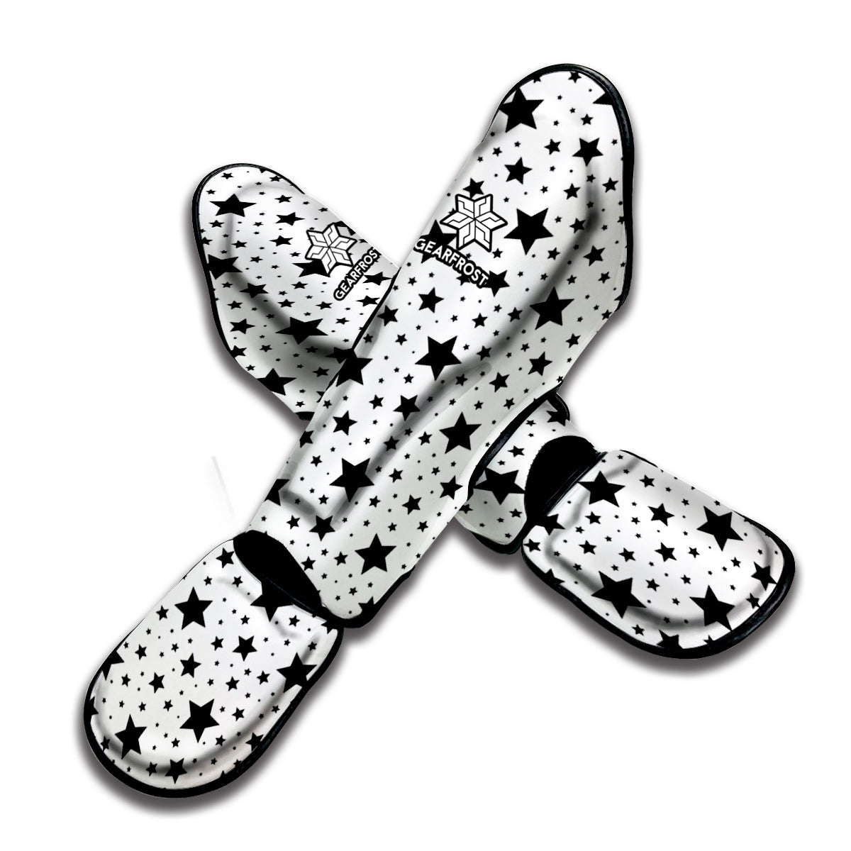 White And Black Star Pattern Print Muay Thai Shin Guard